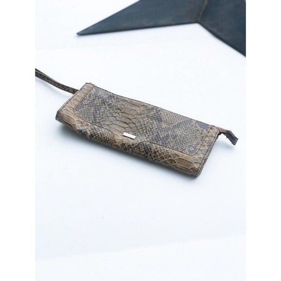 MNG Mango Brown Snakeskin Clutch Wristlet Small Animal Print - Picture 2 of 6